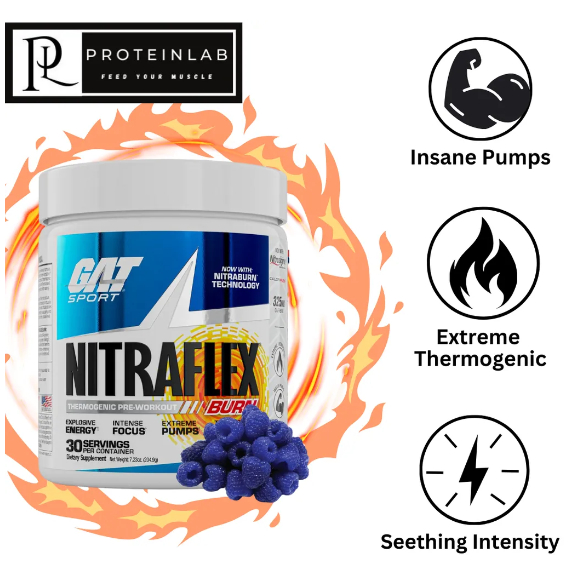 GAT NItraflex Burn (30 Servings) 2in1 Fat Burner and Pre Workout