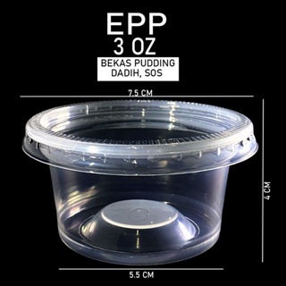 Bekas Dadih EC 8oz 100pcs / EPP 3oz 50pcs Round Plastic Container Bekas ...