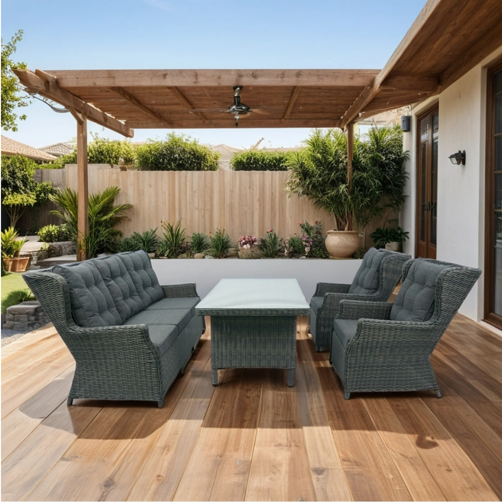 IPRO Rattan Sofa Outdoor Sofa 5 Seater Balcony Garden Table And Chair ...