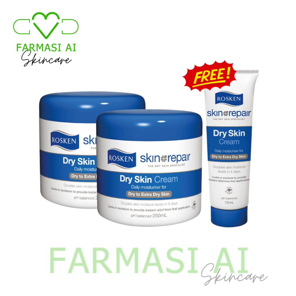 Rosken Dry Skin Cream 2x250ml [FOC Dry Skin Cream 75ml] (Exp Date in ...