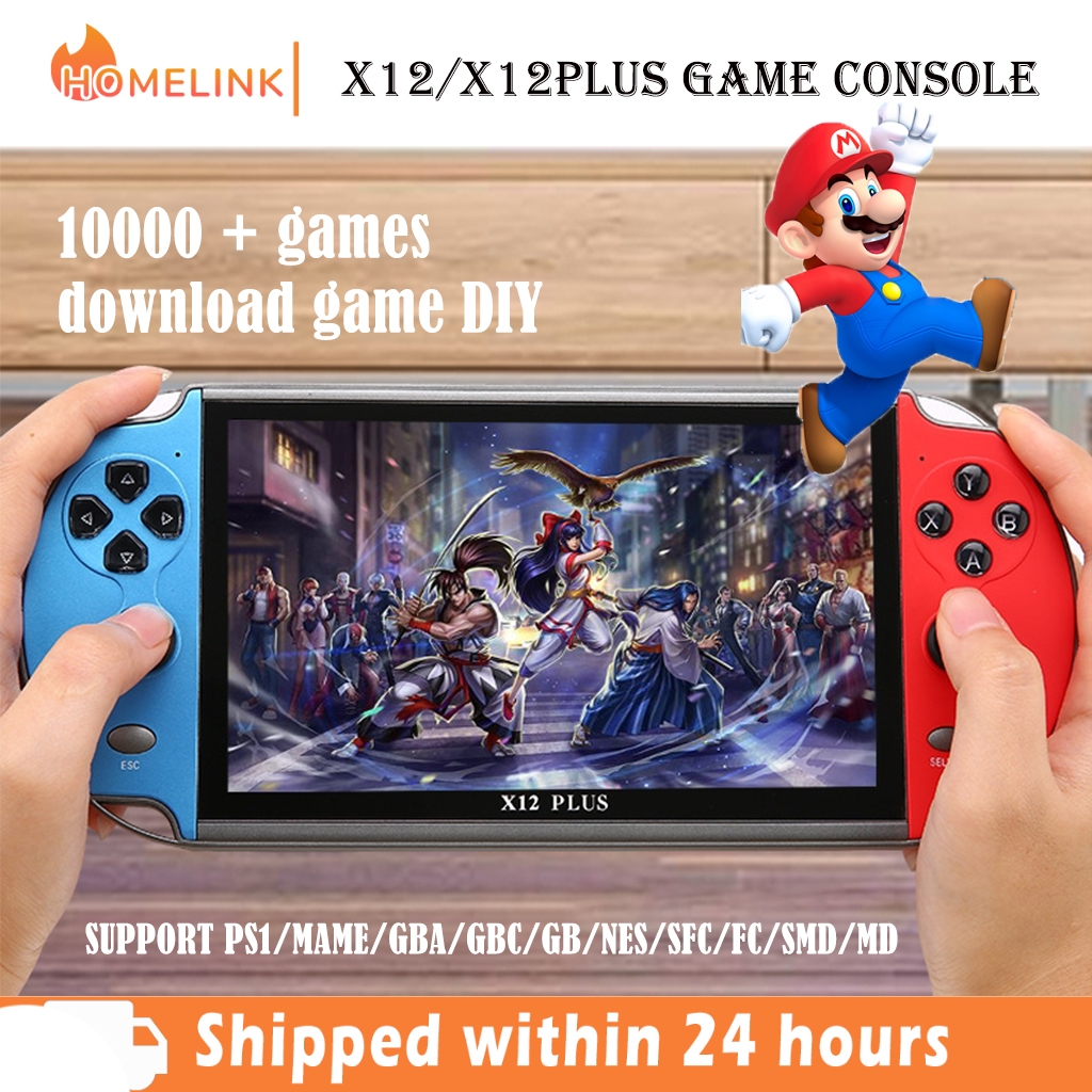 X12 plus 7inch classic handheld game console supports self-downloaded games  x12/x12plus supports TV, controller | Shopee Malaysia