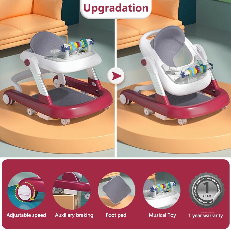 ️READY STOCK ️ 5 in 1 Baby Walker Music Anti-O-Leg Foldable Rocking ...
