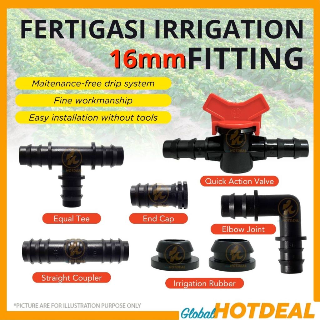 16MM LDPE POLYPIPE FERTIGASI IRRIGATION FITTING Water Pipe Connection ...