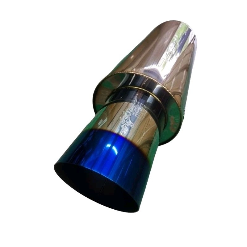 Hks Car Exhaust Pipe Straight Flow Titanium Face Tall Blue Colour Tip