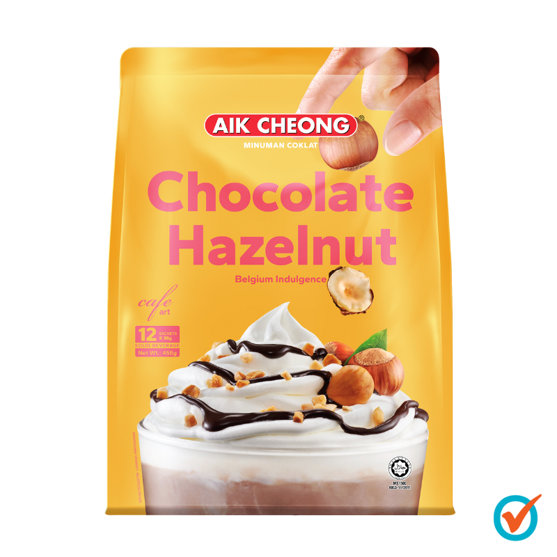 AIK CHEONG Cafe Art Chocolate Drinks 456g (12 sachets x 38g) - Hazelnut ...