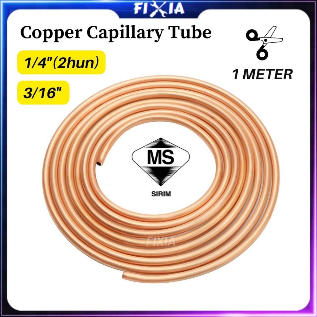 1M SIRIM 1/4"(2hun) 0.61mm, 3/16" 0.51mm Refrigerator/Air Cond Copper
