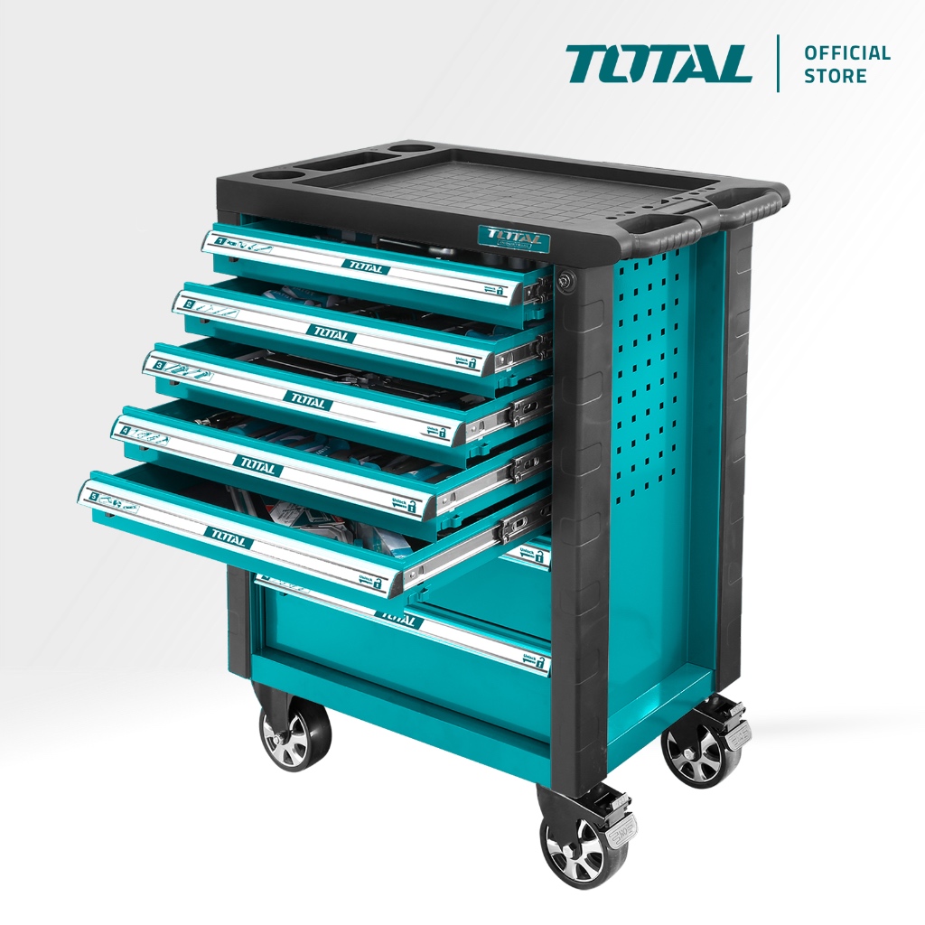 TOTAL Tool Chest Set (328 Pcs) 7 Drawers w/ Castor, Wrench, Sockets ...