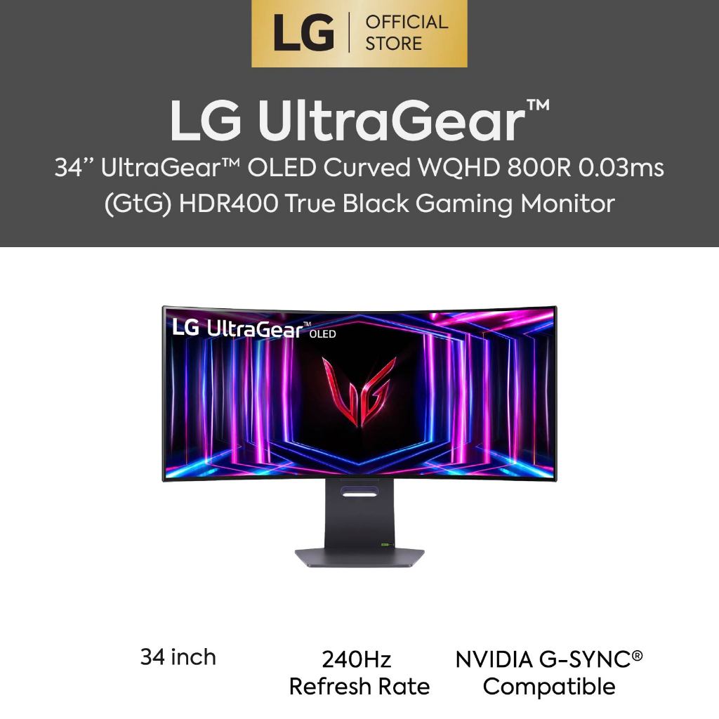 LG 34" 34GS95QE UltraGear™ OLED Curved Gaming Monitor WQHD with 240Hz