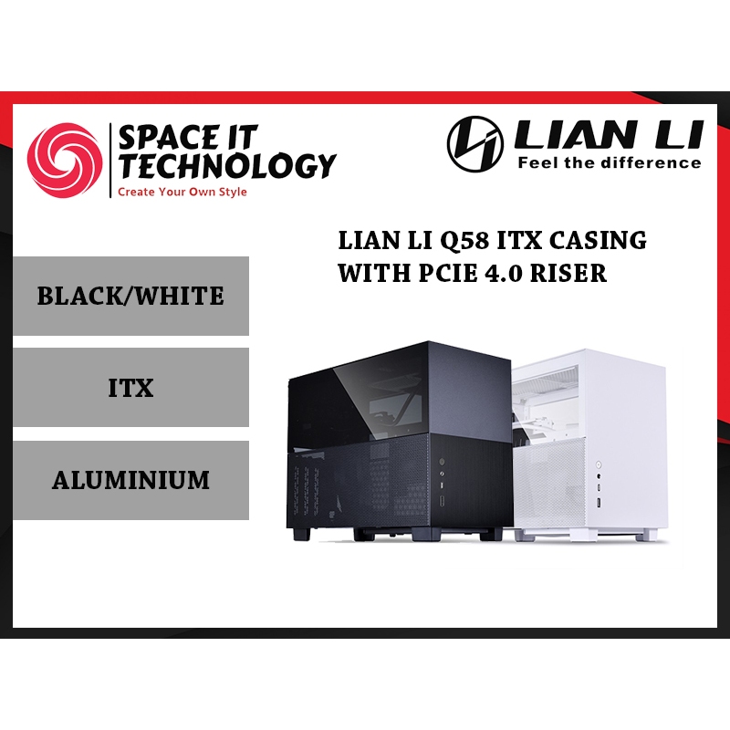 Lian Li Q58 ITX Aluminium Casing With PCIE 4.0 Riser Black / White ...