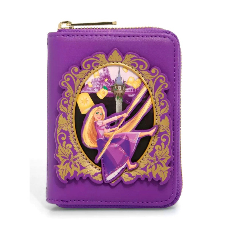 USA Exclusive Disney Loungefly Tangled Rapunzel Gold Frame Portrait Zip ...