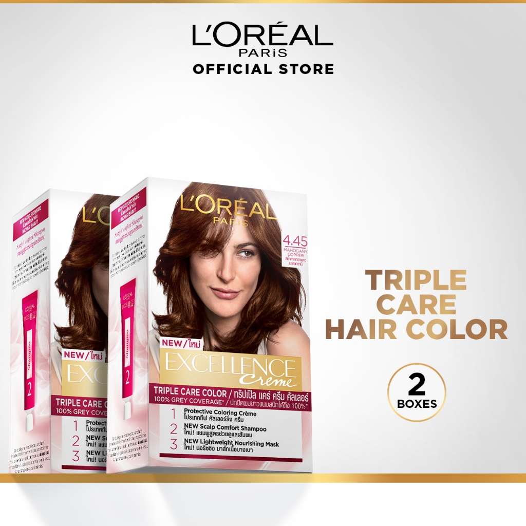 Loreal Paris Excellence Creme Triple Care Hair Color 445 Mahogany Copper Brown Water 8668