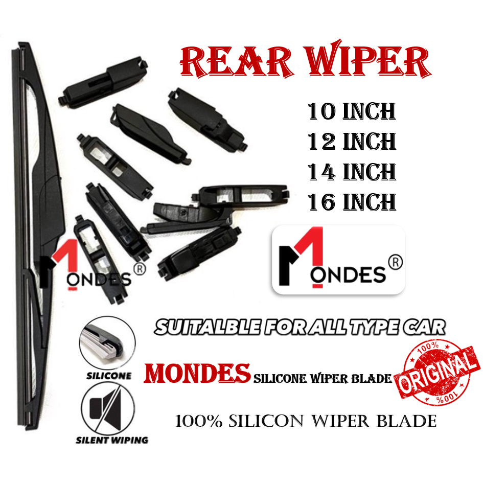 MONDES Silicone Car Rear Wiper 10 / 12 / 14 inch For Toyota Perodua ...