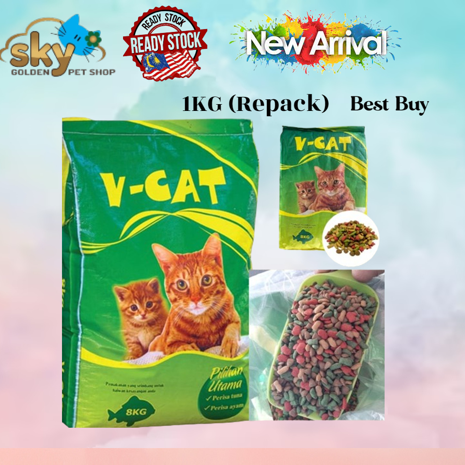 Repack 1kg V-CAT CAT FOOD ( TUNA & CHICKEN ) (Repack) | Shopee Malaysia