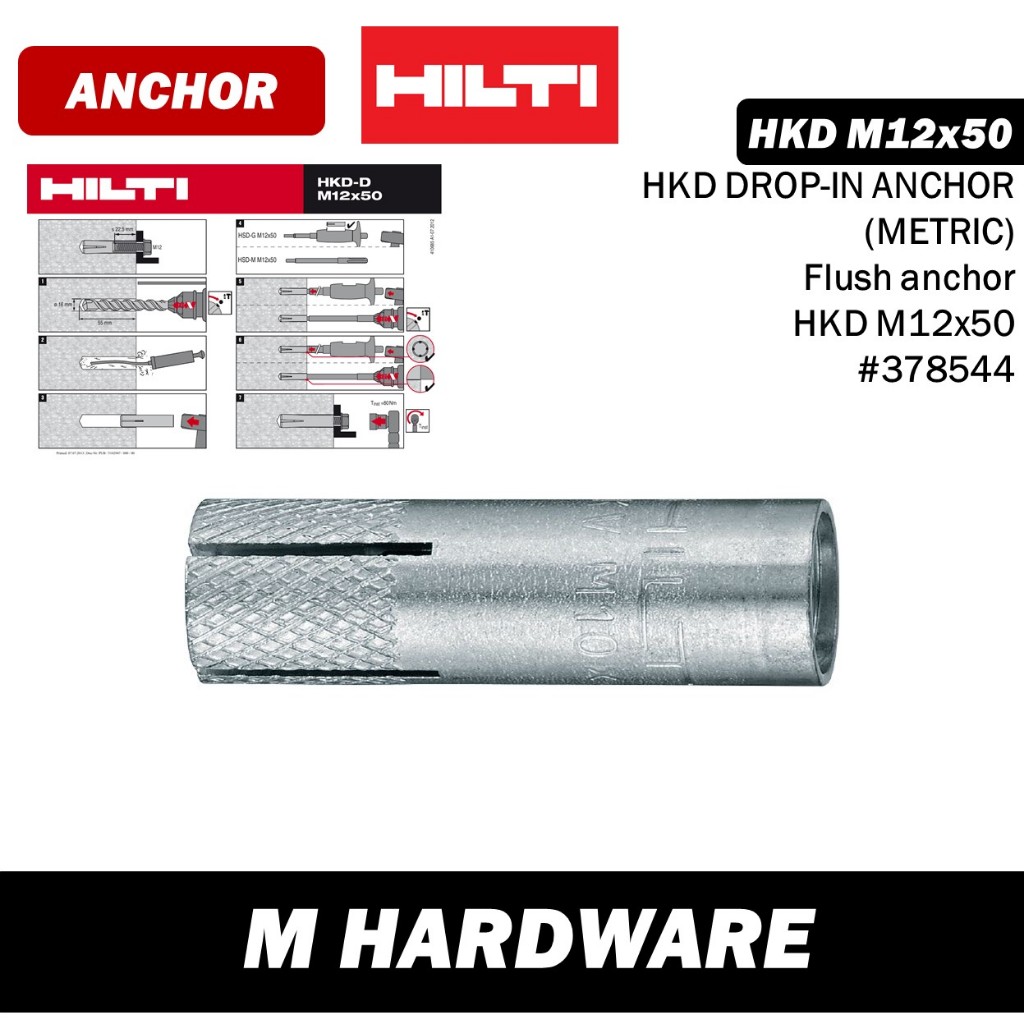 HILTI HKD DROP-IN ANCHOR (METRIC) Flush anchor HKD M12x50 #378544 ...
