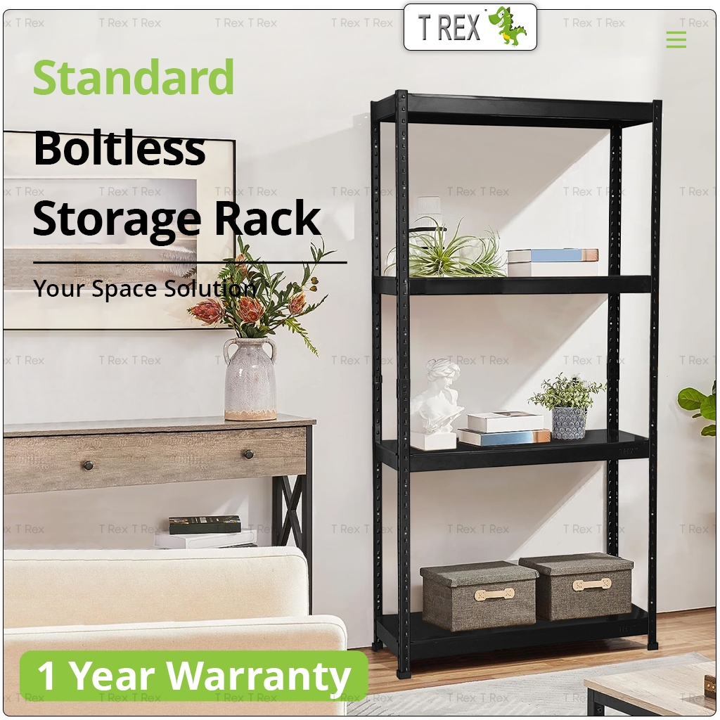 T Rex Standard 4 Tier Steel Boltless Storage Rack / Metal Shelve Rack ...