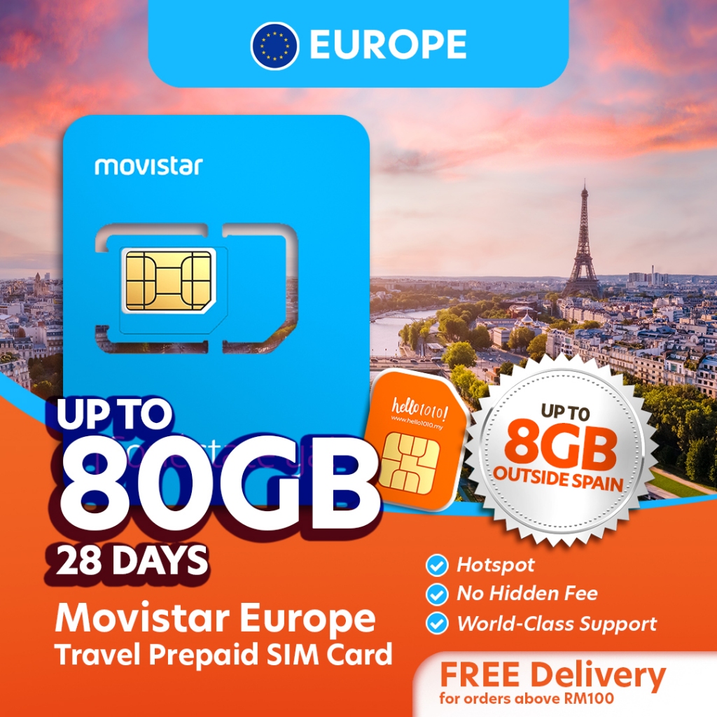 Movistar Europe Travel Sim Card (40GB/6GB) Shopee Malaysia