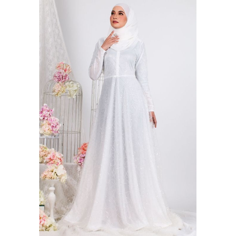 Dress Nikah Off White Baju Nikah Dress Akad Nikah Dress Tunang | Shopee ...