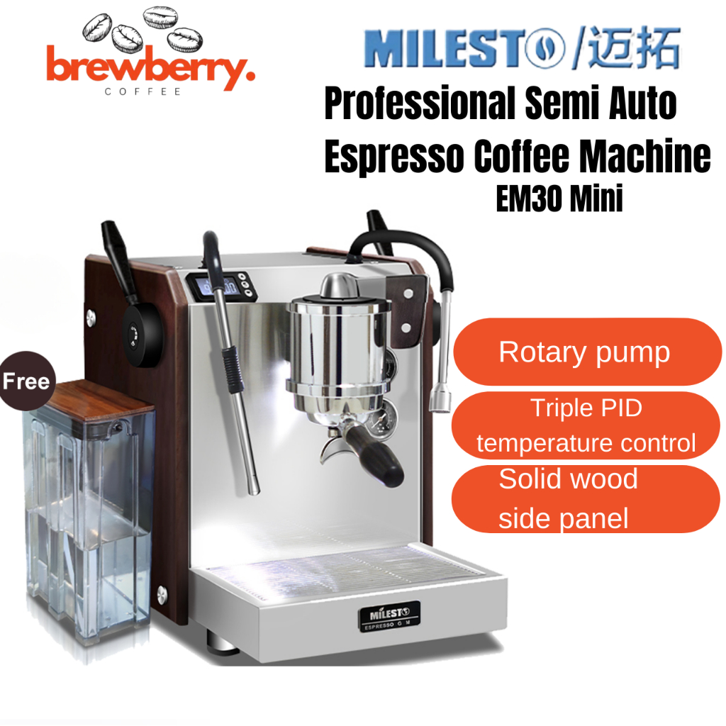 Milesto Em30mini Italian Semi Auto Espresso Coffee Machine Dual Boiler Rotary Pump Commercial 5051