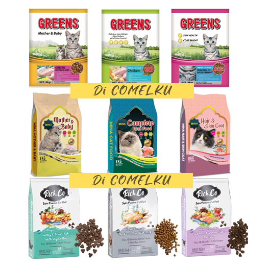 (8kg) Greens / Rich Co / Mina Dry Cat Food / Makanan Kucing | Shopee ...