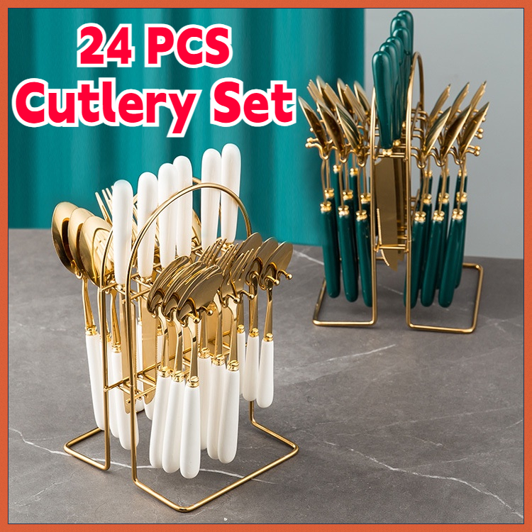 24 cutlery set Spoon & Fork Cutlery Set 24 pcs stainless steel cutlery ...