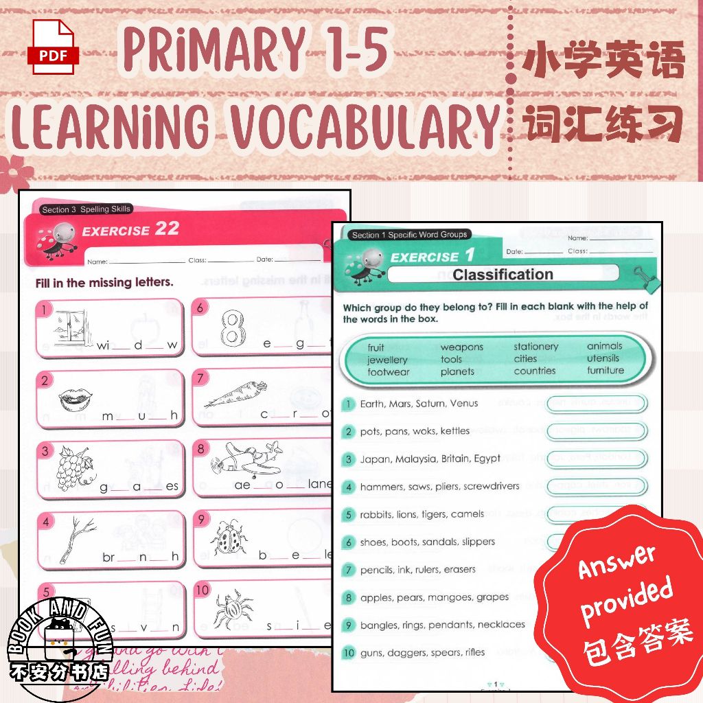 (PDF) LEARNING+ ENGLISH VOCABULARY WORKBOOK Primary Level 1-5 SAP ...
