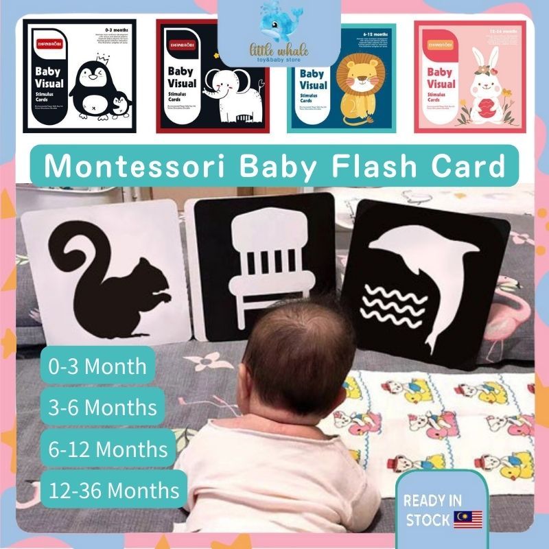 🐳Montessori Early Learning Flash Card Baby Sensory Card Visual Stimulus ...