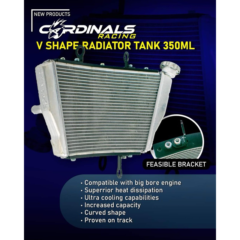 CARDINALS RACING UNIVERSAL V-SHAPE ALUMINIUM RADIATOR COOLANT TANK ...