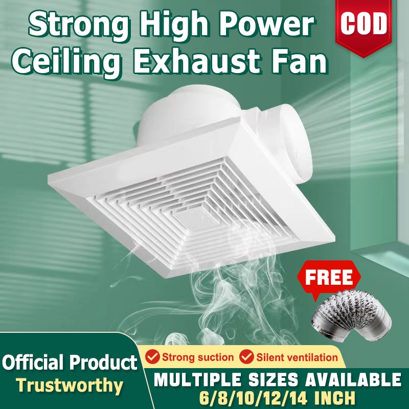 6/8/10/12/14 inch Ceiling Silent Exhaust Fan Toilet Kitchen Bedroom ...