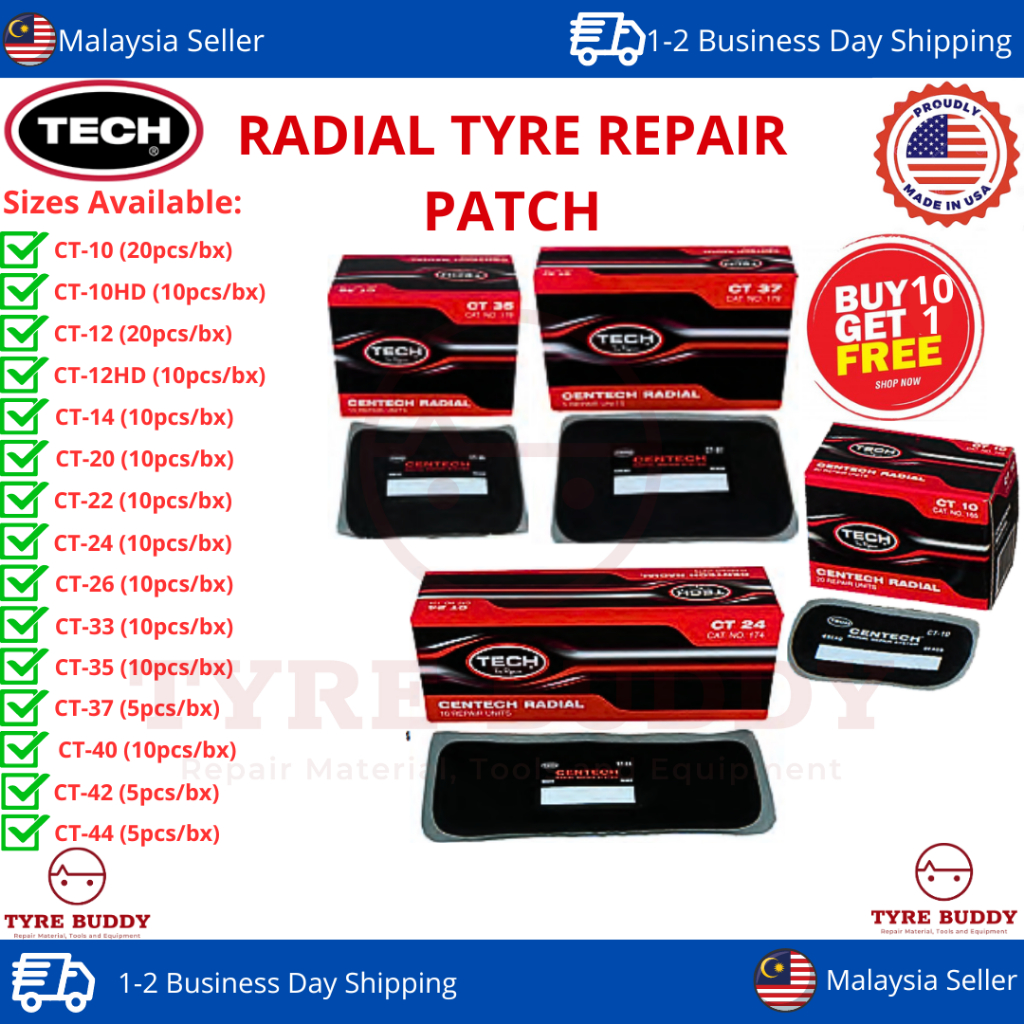 BUY 10 FREE 1 TECH Radial Repair Tyre Patch; Patches; TIPTOP Tayar ...