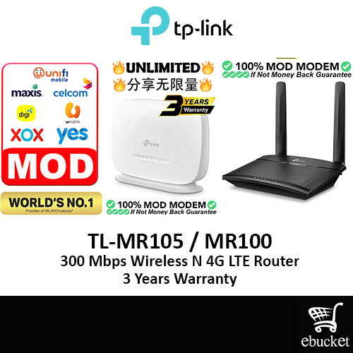 TPLink UNLIMITED Mod Modem MR105 / MR100 N300 TLMR105 4G LTE WiFi
