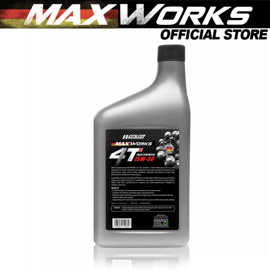 MaxWorks 15W-50 4T NANO+ Fully Synthetic API SN JASO MA2 Motorcycle Oil ...