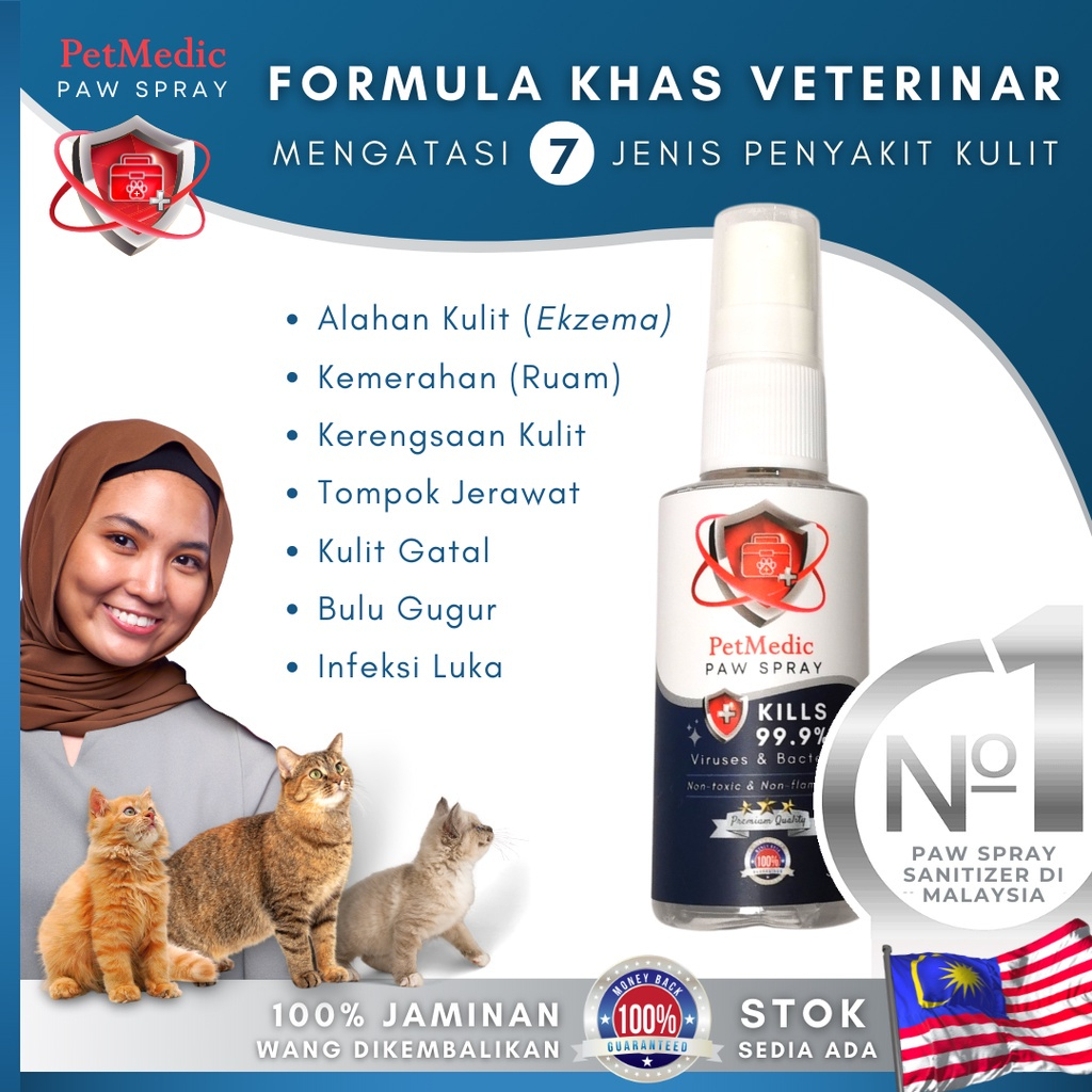PetMedic Paw Spray Kucing Ubat Kurap Fungus Luka Bulu Gugur Cat Skin