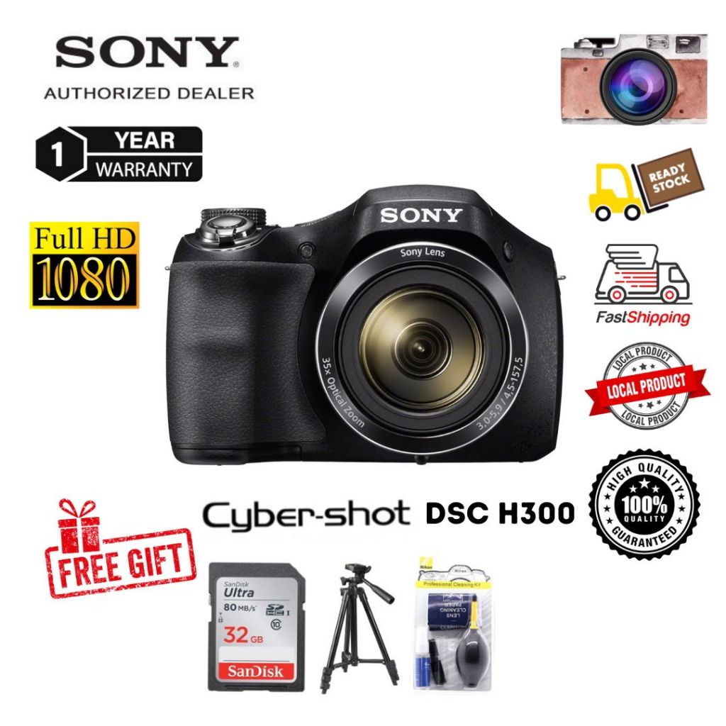 Sony Cyber-Shot DSC-H300 20.1MP 35x Optical Zoom Compact Digital Camera ...