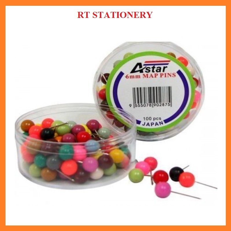 Astar Assorted Mix Color Map Pin (Thumb Tack) 100pcs | Shopee Malaysia