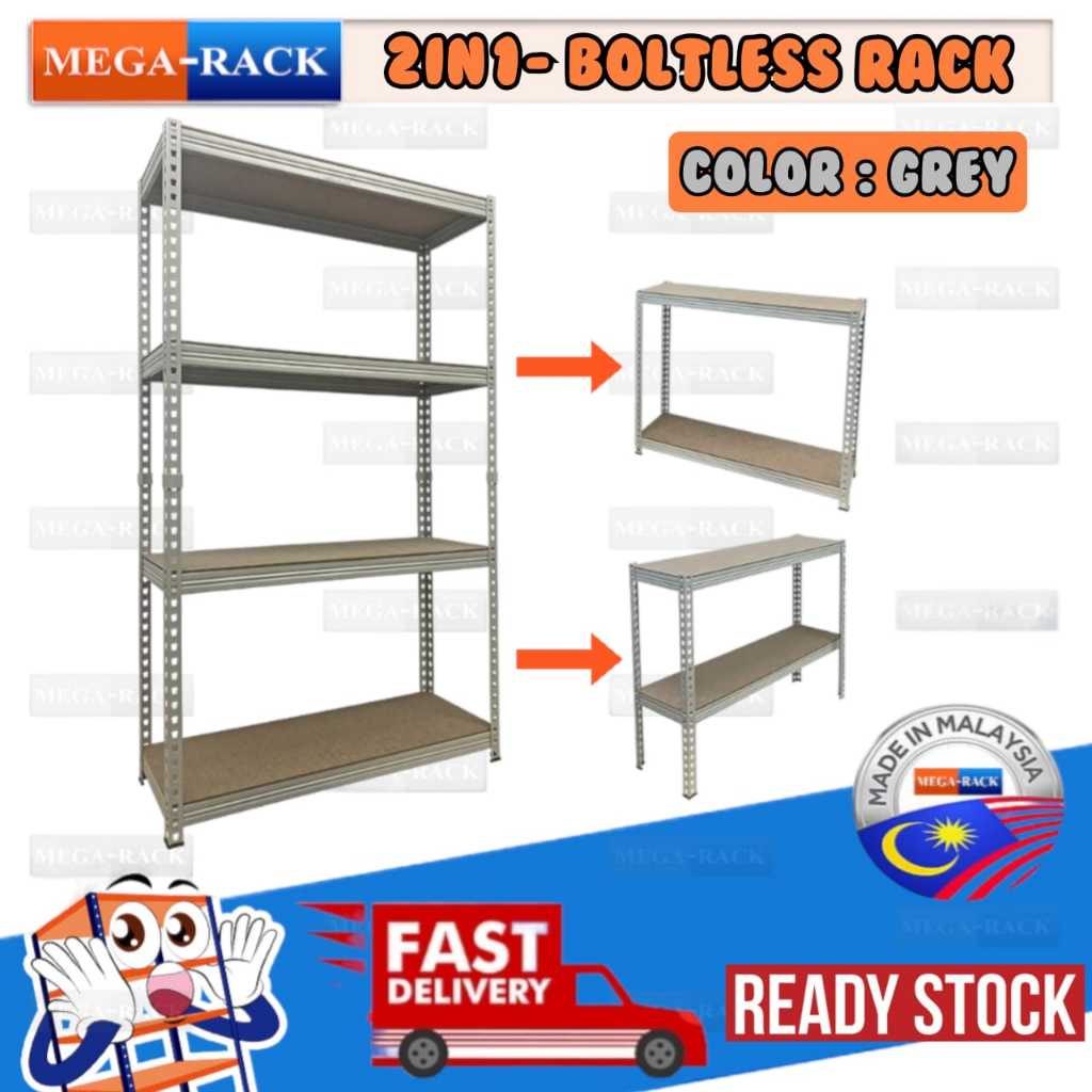 LIGHT DUTY - 2 IN 1 Series - Boltless Rack- GREY COLOR - 30CM X 90CM X ...