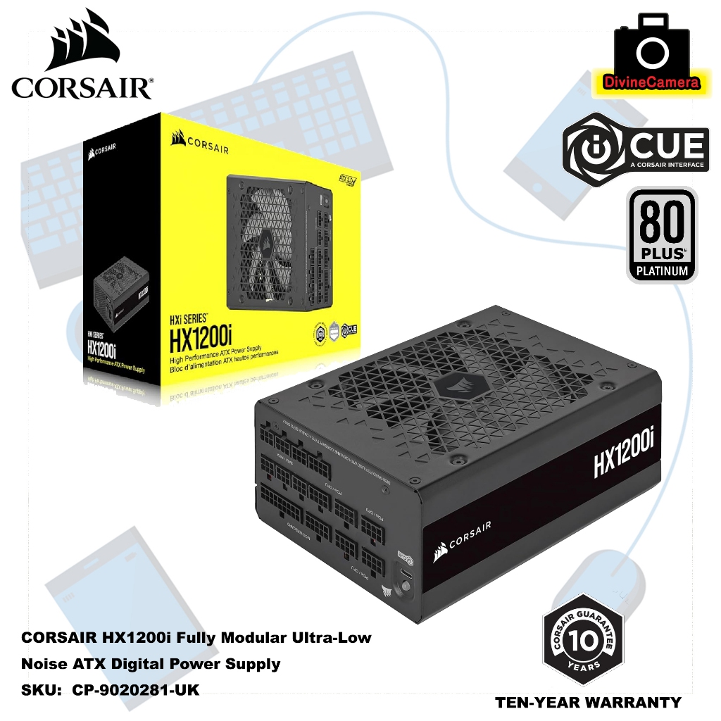 Corsair 1200W HX1200 80 Plus Platinum Fully Modular Low Noise High ...