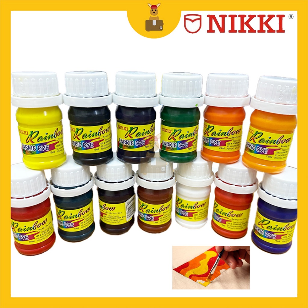 NIKKI Rainbow Non Toxic Fabric Paint Pewarna Kain Colour Silk Screen