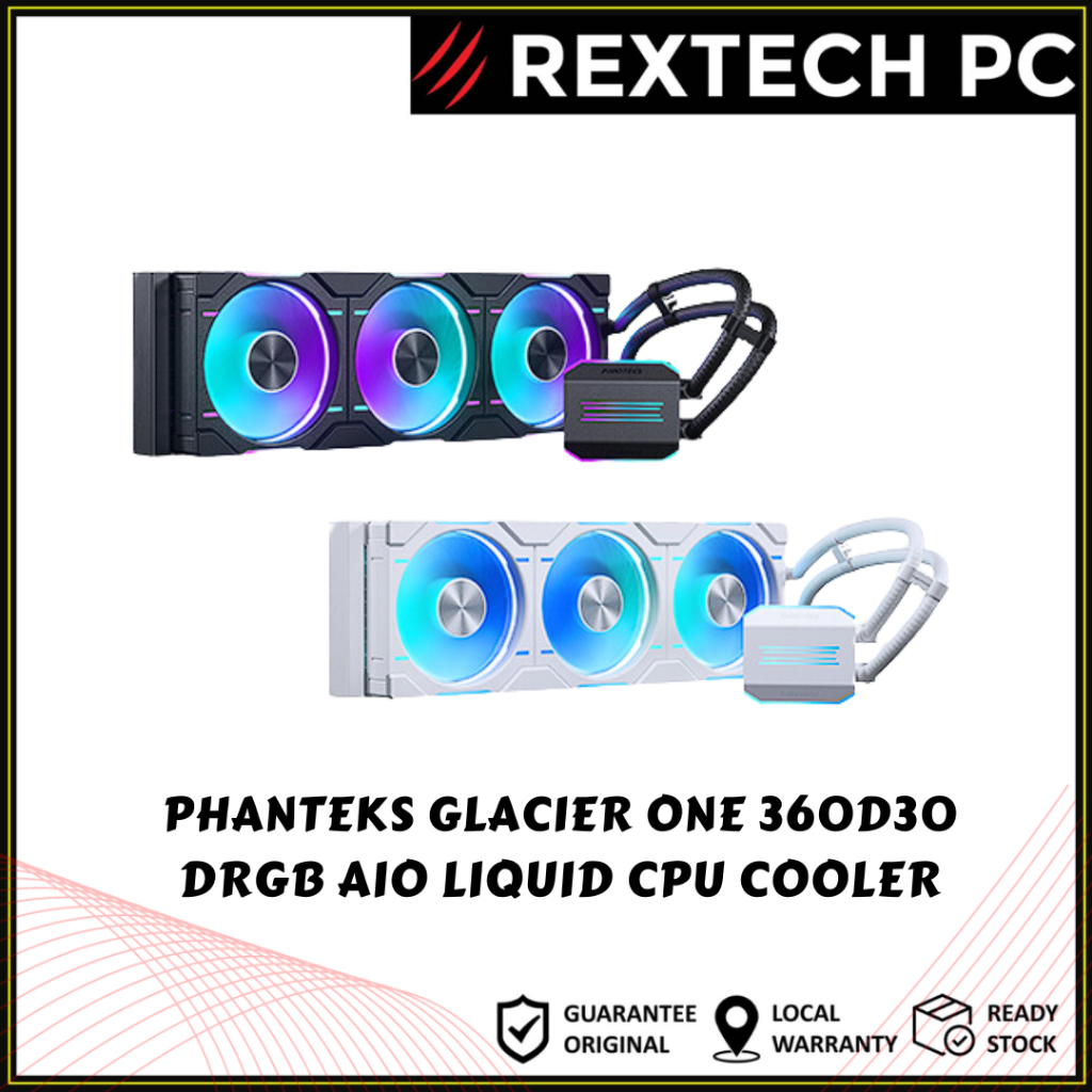 REXTECH Phanteks Glacier One 360D30 DRGB AIO Liquid CPU Cooler - Black ...