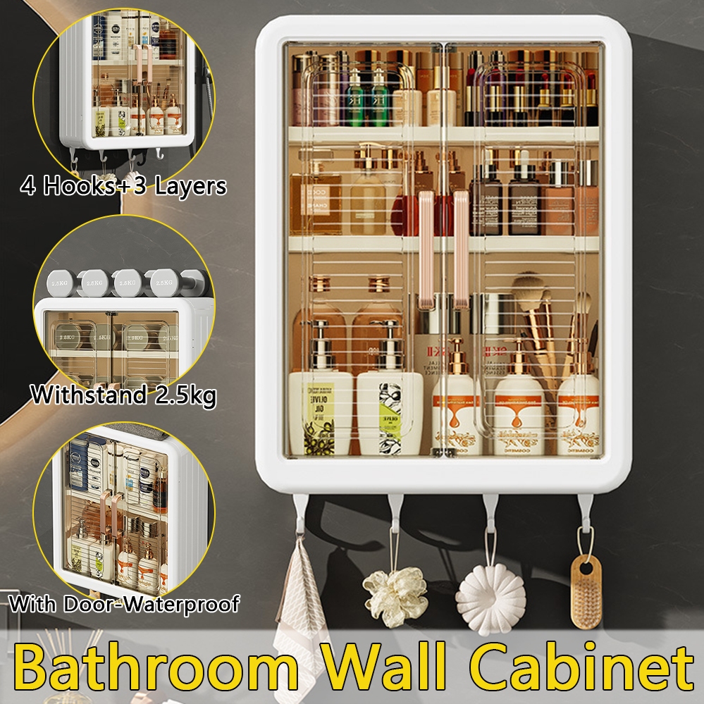 3Layer Bathroom Hanging Storage Cabinet Washroom Wall Mounted Locker ...
