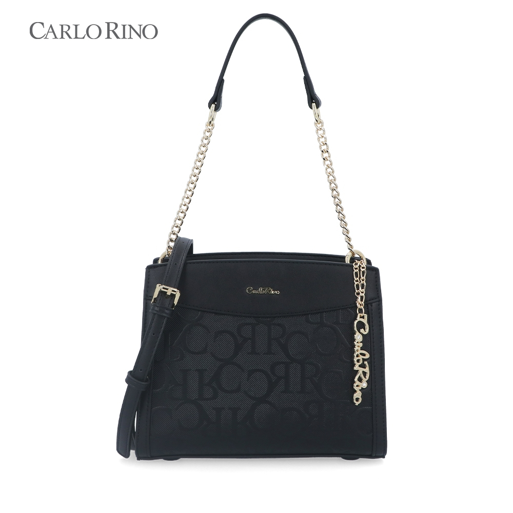 Carlo Rino Black Vienna Shoulder Bag in CR Monogram | Shopee Malaysia