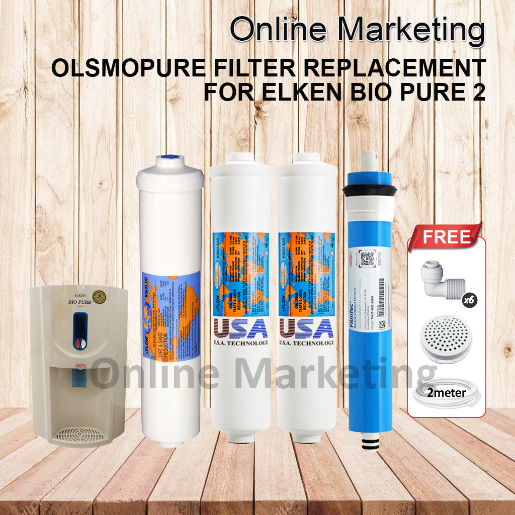 Olsmopure Elken Bio 2 RO Water Filter Cartridge 4pcs ( Made in USA