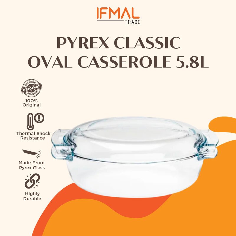 Pyrex Classic Oval Casserole 5.8L Cookware Periuk Hidang | Shopee Malaysia