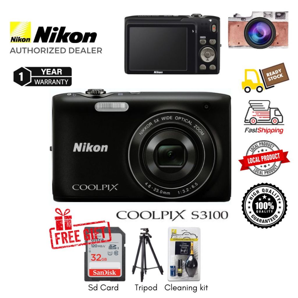 Nikon Coolpix S3100 CCD Camera 14MP 5x WideAngle 26130mm ( 1 Year Warranty ) Shopee Malaysia