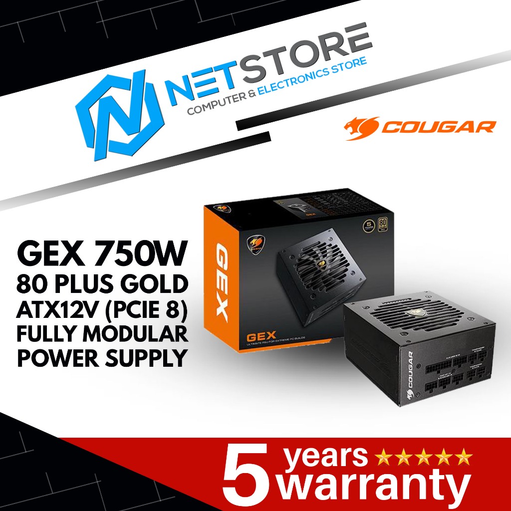 COUGAR GEX750 750W 80 PLUS GOLD ATX12V (PCIE 8) FULLY MODULAR POWER ...