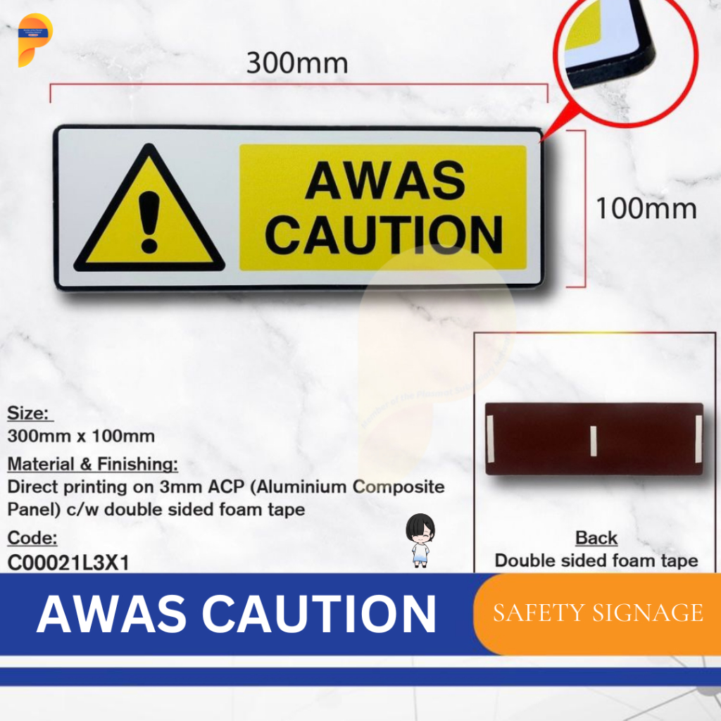 SAFETY SIGNAGE - AWAS CAUTION | Shopee Malaysia