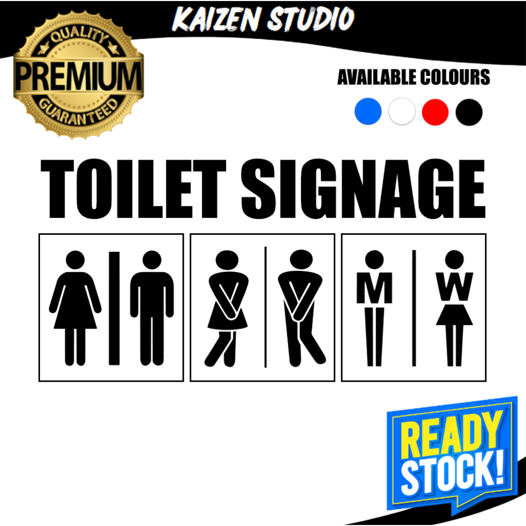 KAIZEN STUDIO TOILET SIGNAGE Tandas Sign Papan Info Sticker Vinyl ...