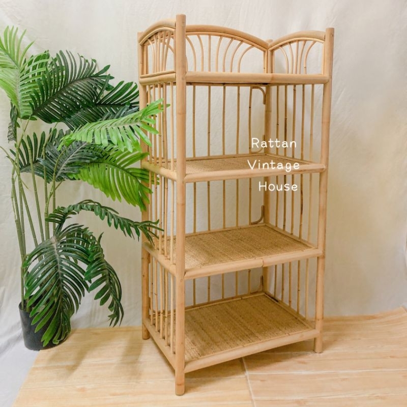 (Rattanvintage) 🔥 4 layers rattan & bamboo rack | Rotan Rak | Rattan 4 ...