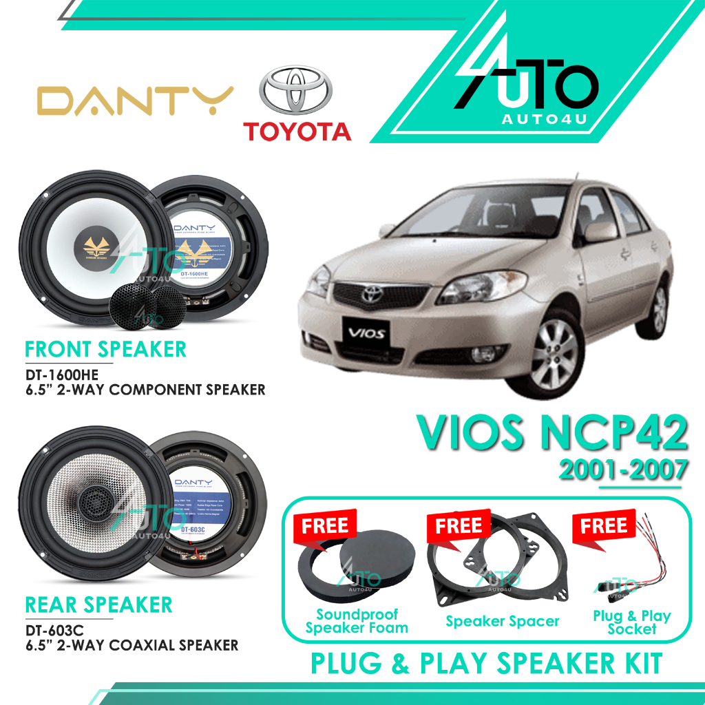 Toyota Vios NCP42 2001-2007 car Speaker DANTY PNP Car Speaker 6.5