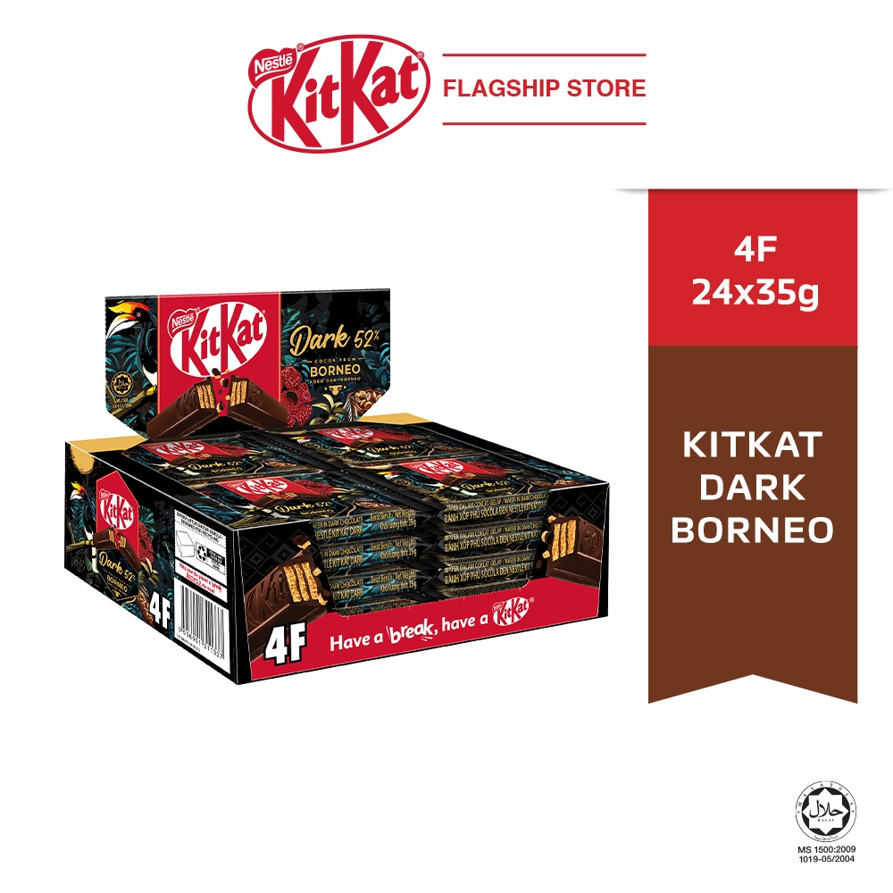 NESTLÉ KITKAT 4-Fingers Dark Borneo Chocolate Bar 24x35g | Shopee Malaysia