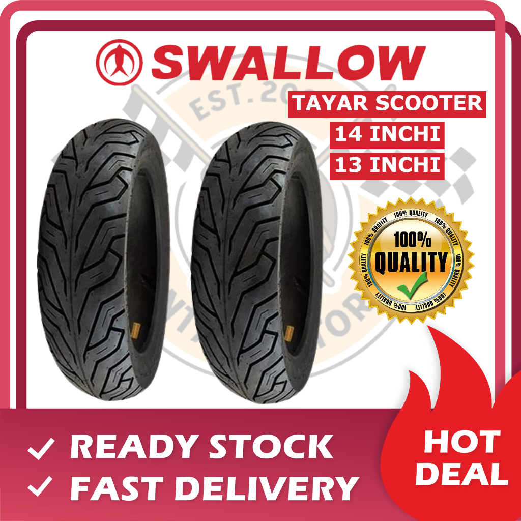 SWALLOW SC109 TYRE TUBELESS TIRE TAYAR TIUBLESS 14 INCHI SCOOTER NVX ...